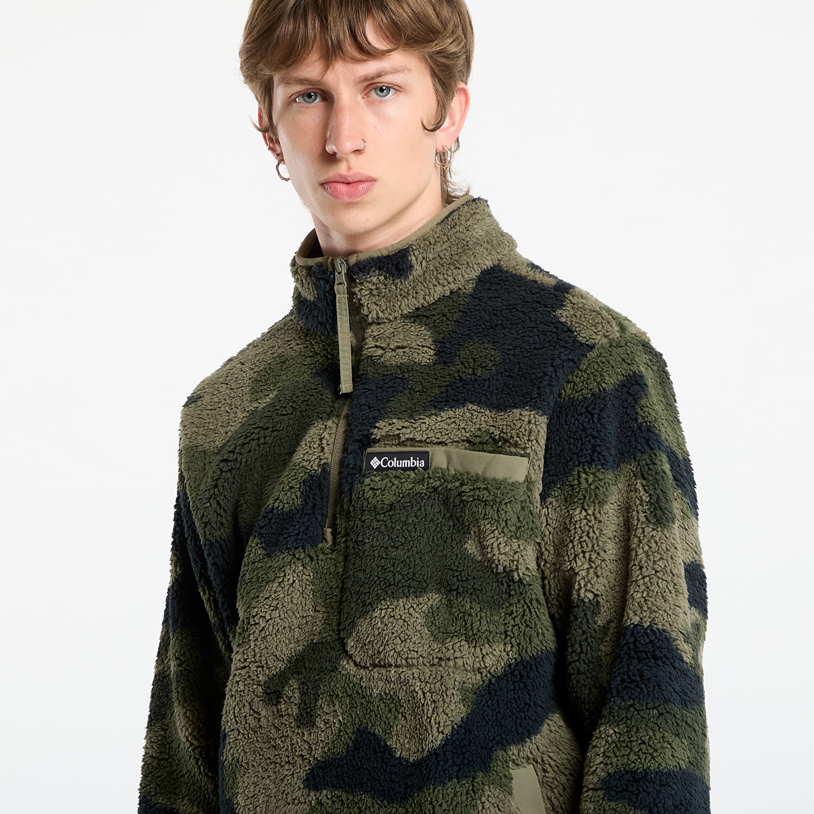 Vīriešu džemperi Columbia Rugged Ridge™ High Pile Half Zip Stone Green Mod Camo