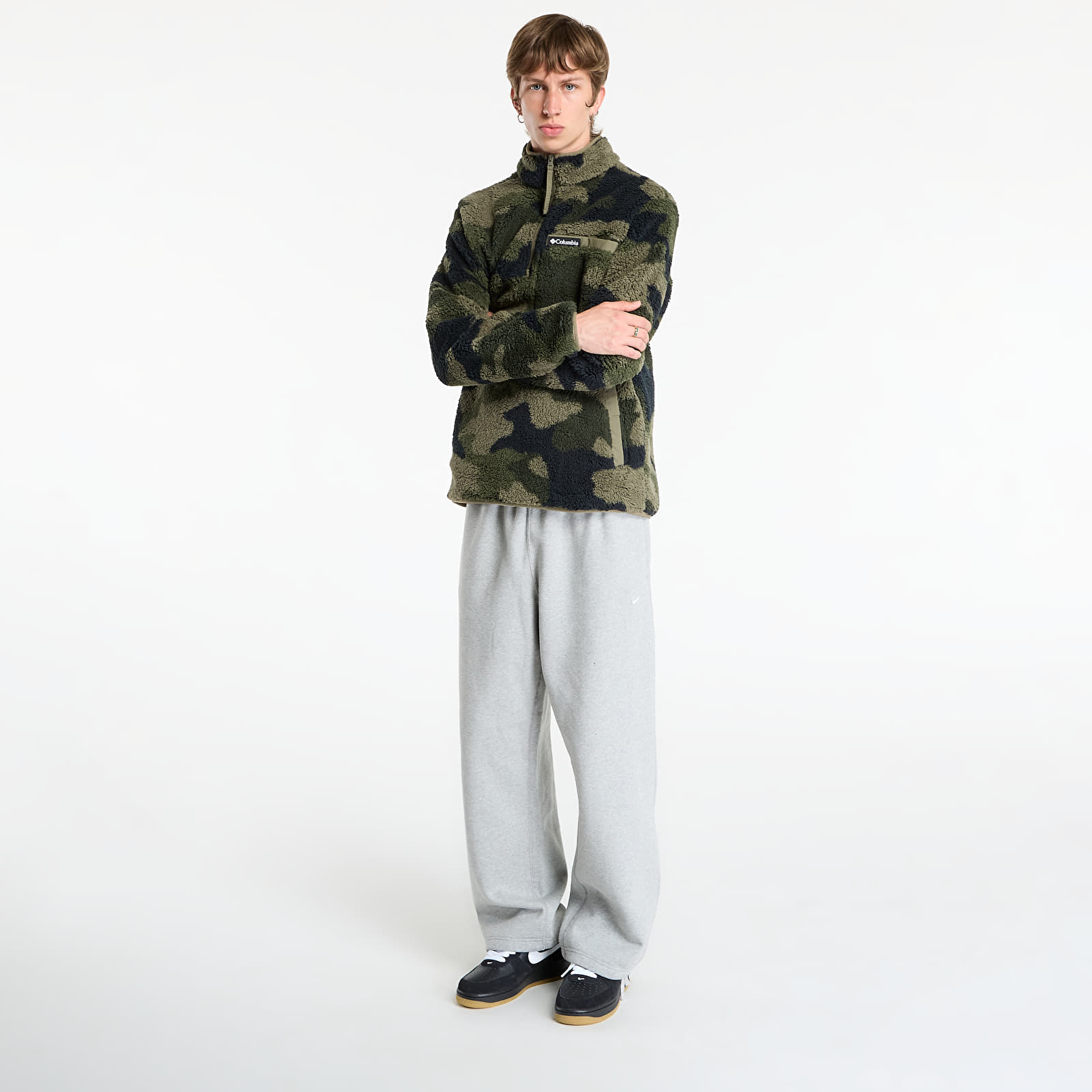 Vīriešu džemperi Columbia Rugged Ridge™ High Pile Half Zip Stone Green Mod Camo