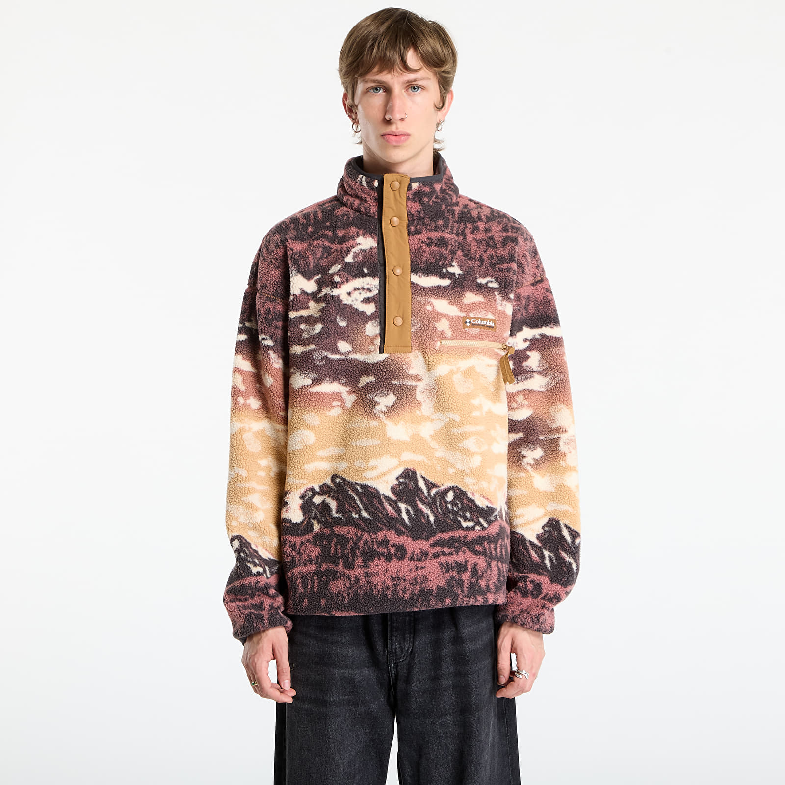 Vīriešu džemperi Columbia Helvetia™ II Printed Half Snap Fleece Camel Brown Sisters