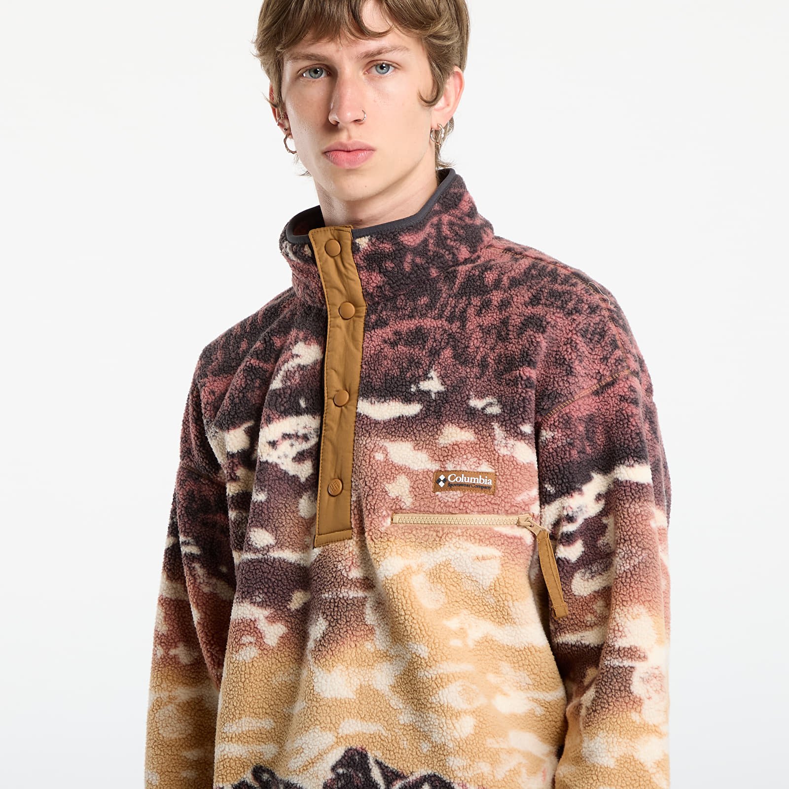 Vīriešu džemperi Columbia Helvetia™ II Printed Half Snap Fleece Camel Brown Sisters
