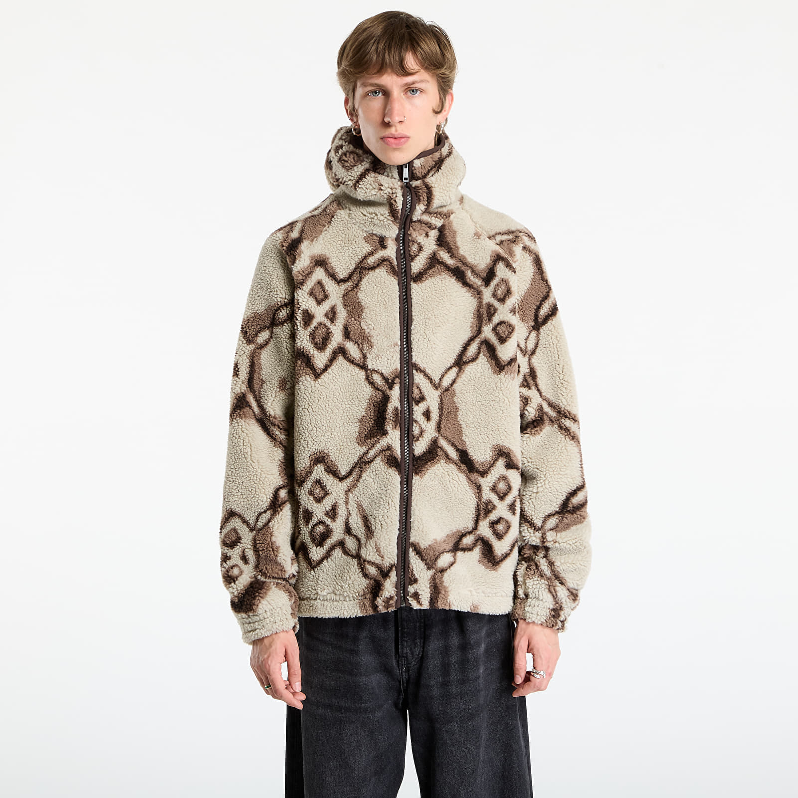 Sweatshirt Daily Paper Burned Shield Sherpa Hoodie Off White XL