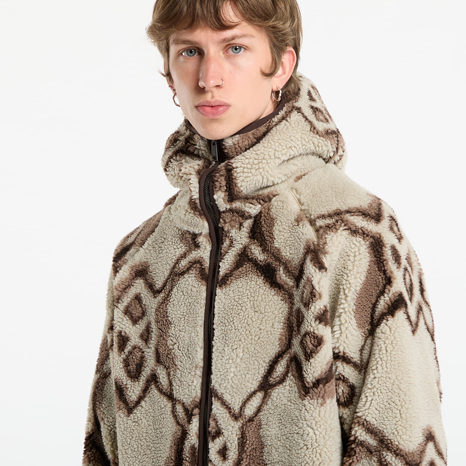 Vīriešu džemperi Daily Paper Burned Shield Sherpa Hoodie Off White