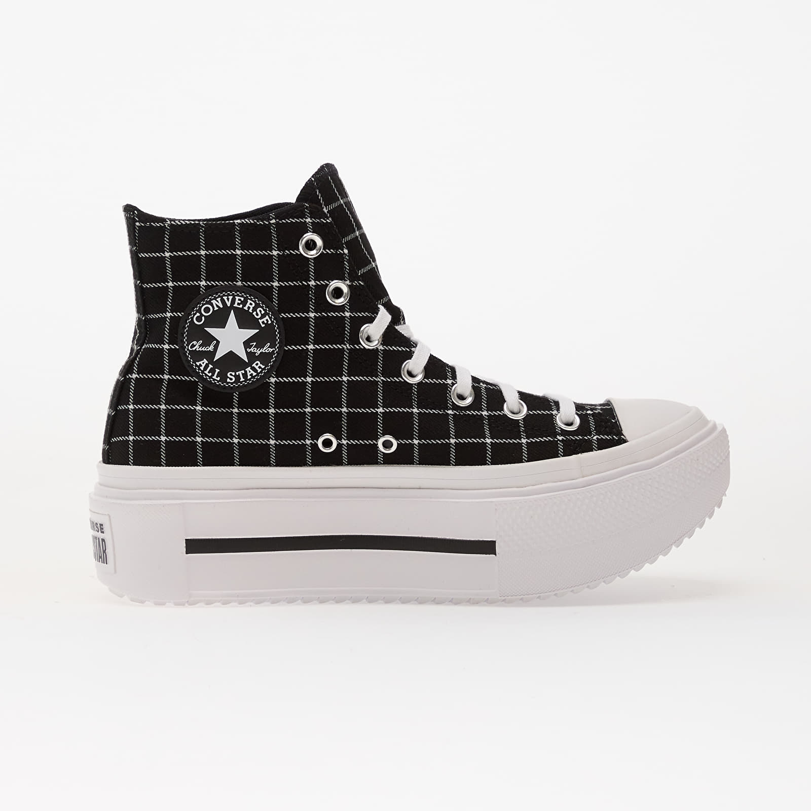 Vīriešu čības un apavi Converse Chuck Taylor All Star Lift Double Stack Platform Plaid Hi Black/ White/ Black
