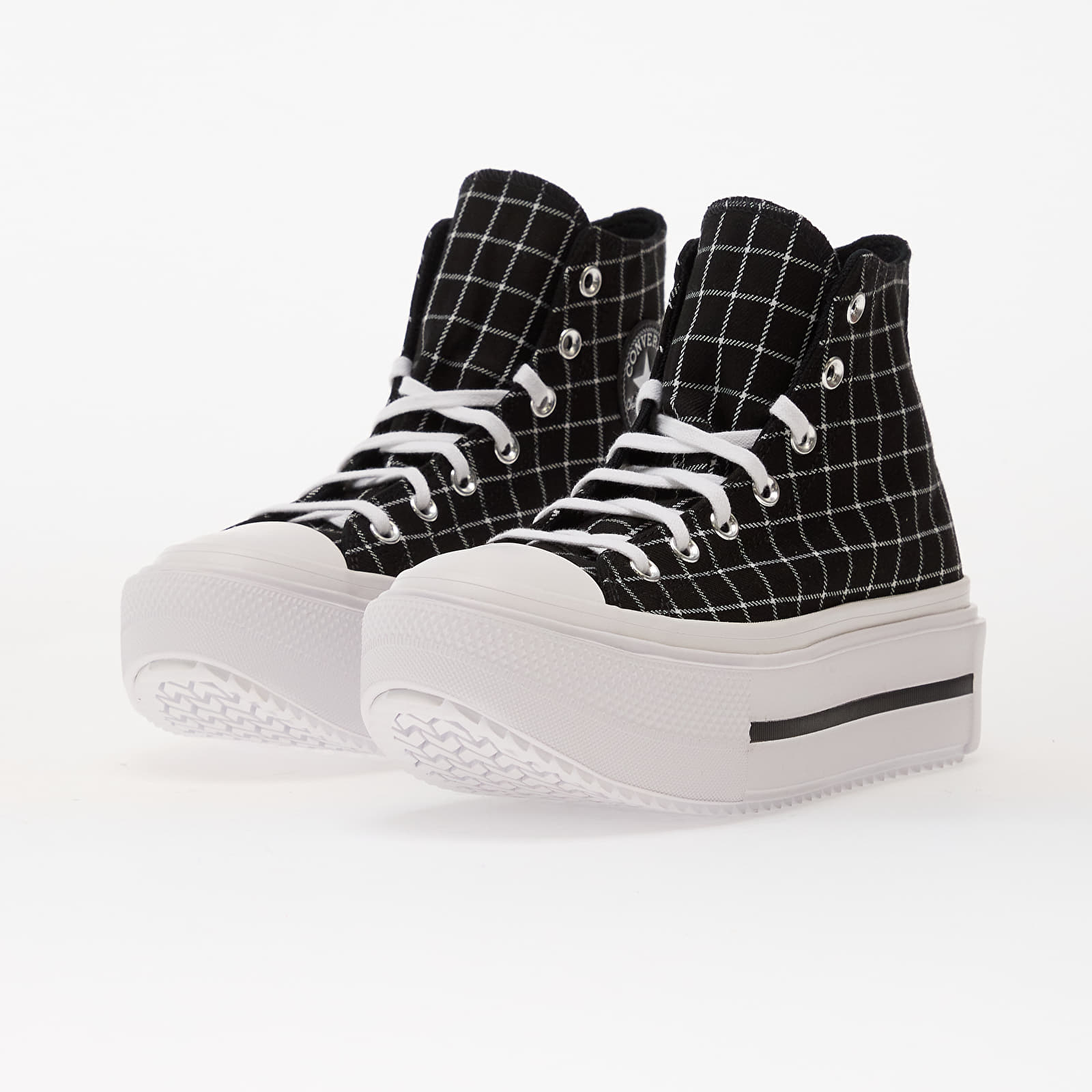 Vīriešu čības un apavi Converse Chuck Taylor All Star Lift Double Stack Platform Plaid Hi Black/ White/ Black