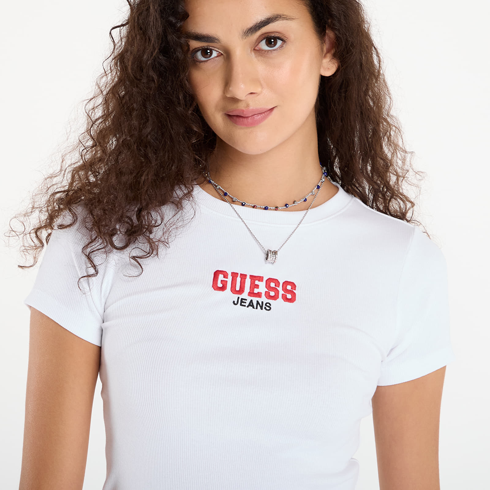 T-shirts Guess Jeans Ss Cn Slim Rib Em White