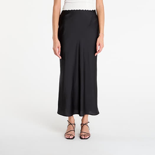 Svārki GUESS Sibilla Long Satin Skirt Black