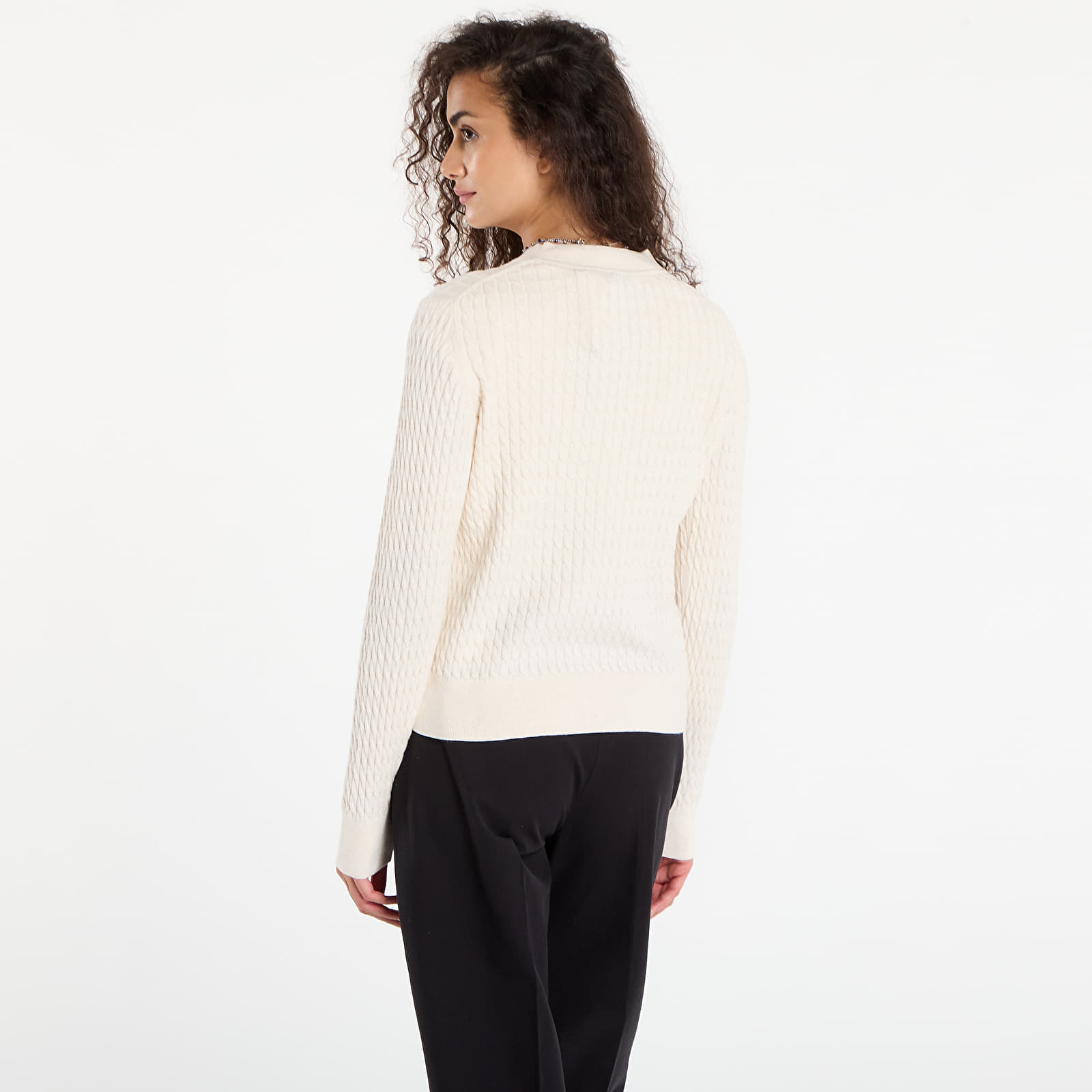 Džemperi Tommy Hilfiger Co Cable Fine Gg C-Nk Ls Sweater Heather Ivory Petal