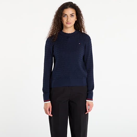 Džemperis Tommy Hilfiger Co Cable Fine Gg C-Nk Ls Sweater Dark Night Navy