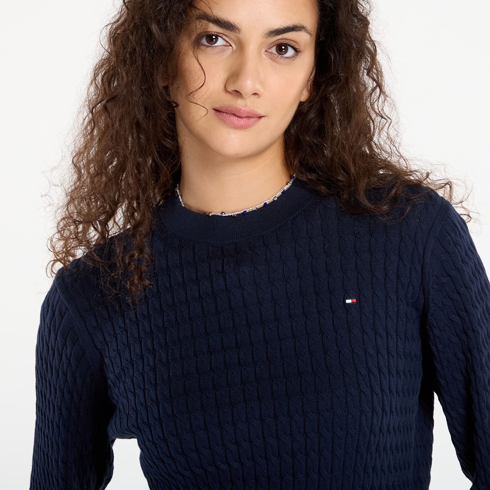 Džemperi Tommy Hilfiger Co Cable Fine Gg C-Nk Ls Sweater Dark Night Navy