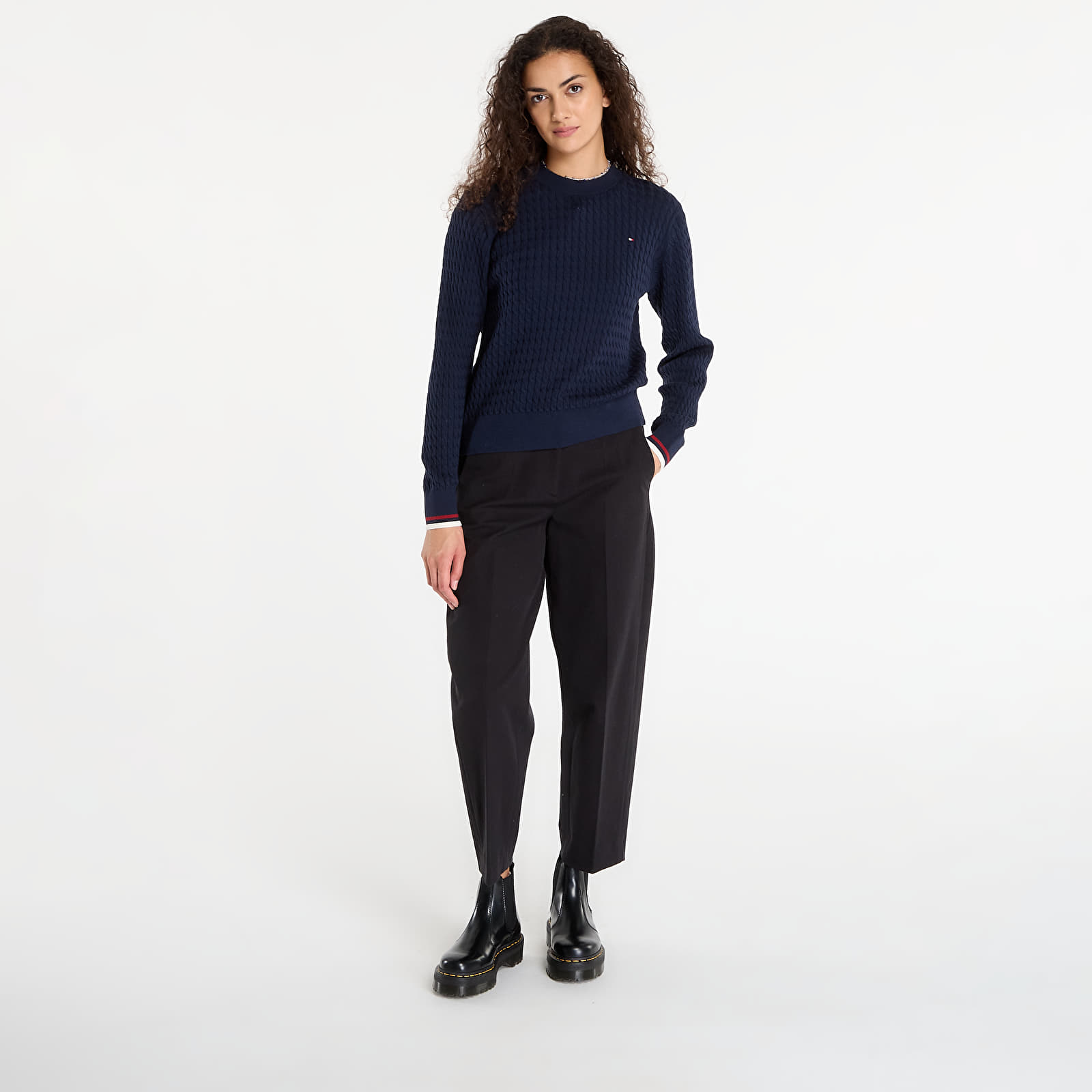 Džemperi Tommy Hilfiger Co Cable Fine Gg C-Nk Ls Sweater Dark Night Navy