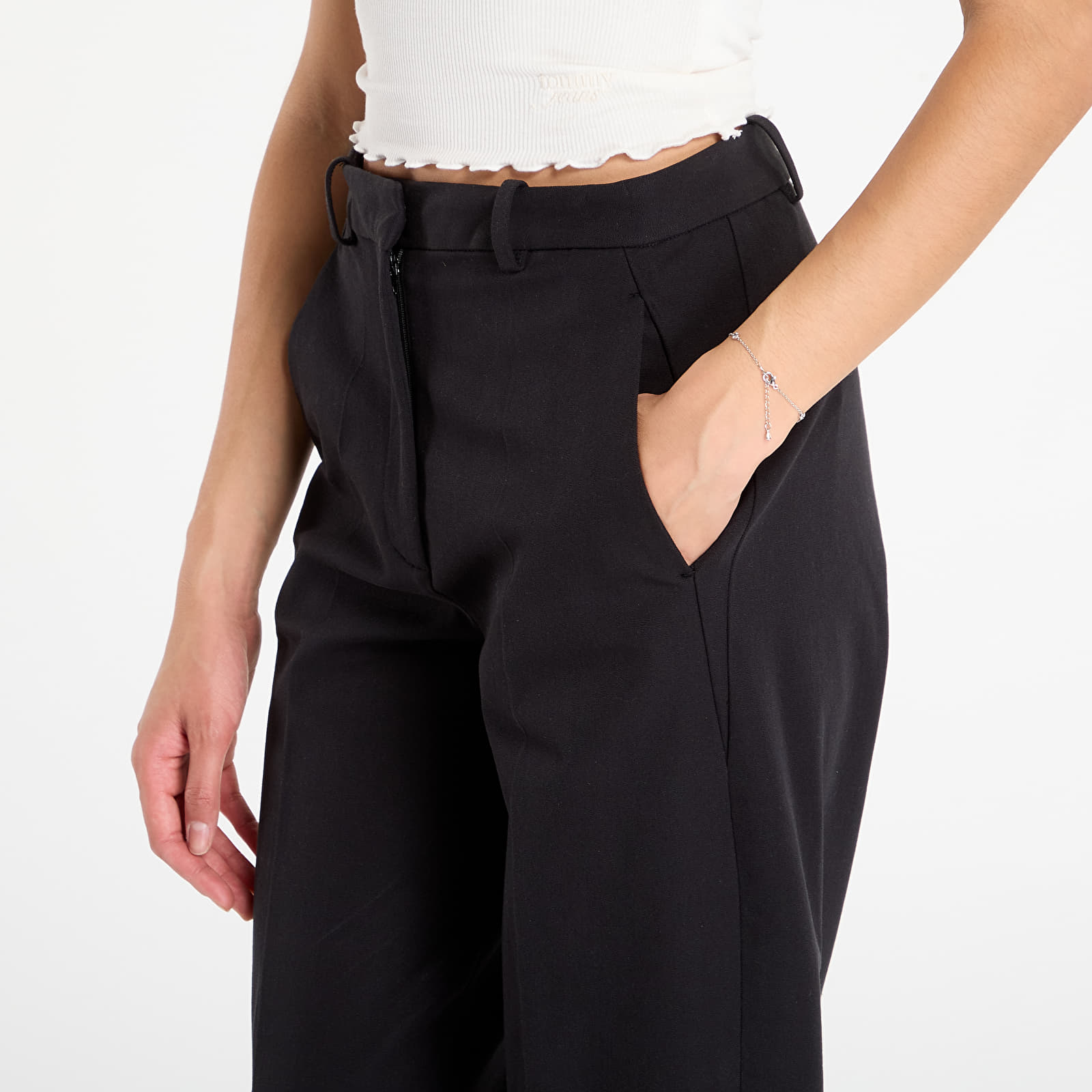 Bikses Tommy Hilfiger Barrel Leg Gabardine Trousers Black