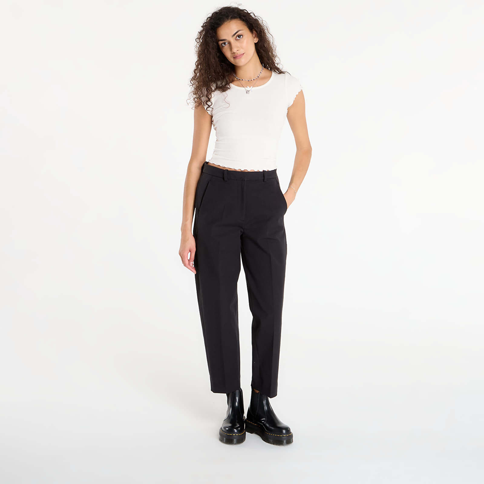 Bikses Tommy Hilfiger Barrel Leg Gabardine Trousers Black