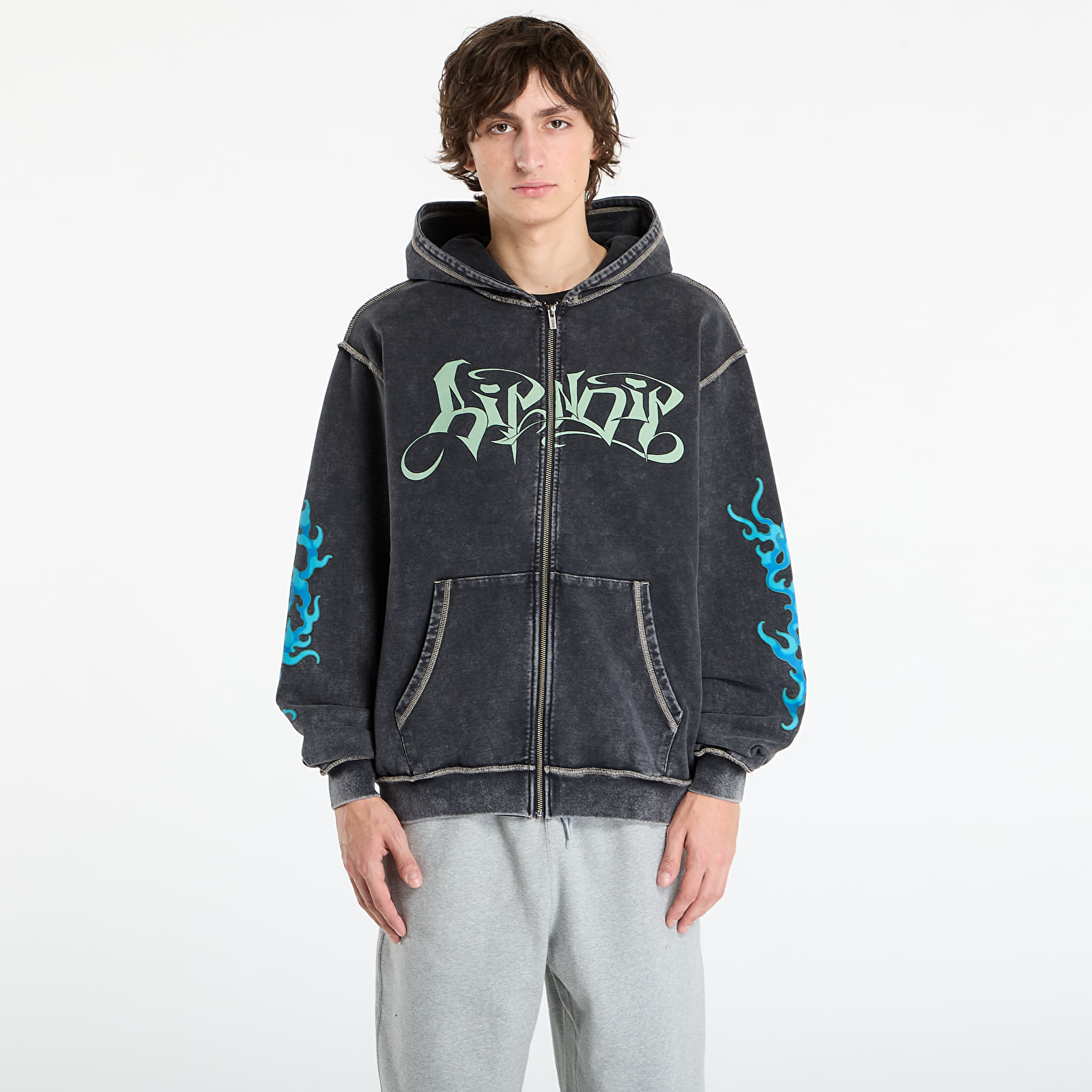 Vīriešu džemperi RIPNDIP Squabble Up Hoodie Black Vintage Wash