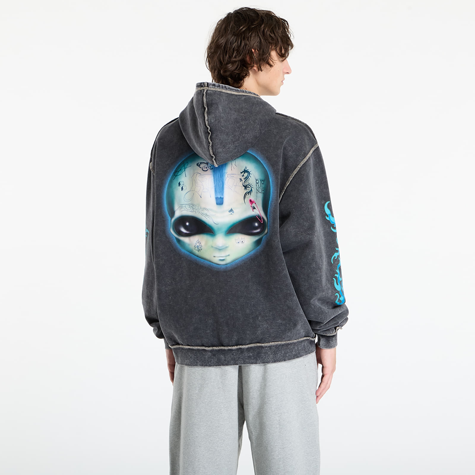 Vīriešu džemperi RIPNDIP Squabble Up Hoodie Black Vintage Wash