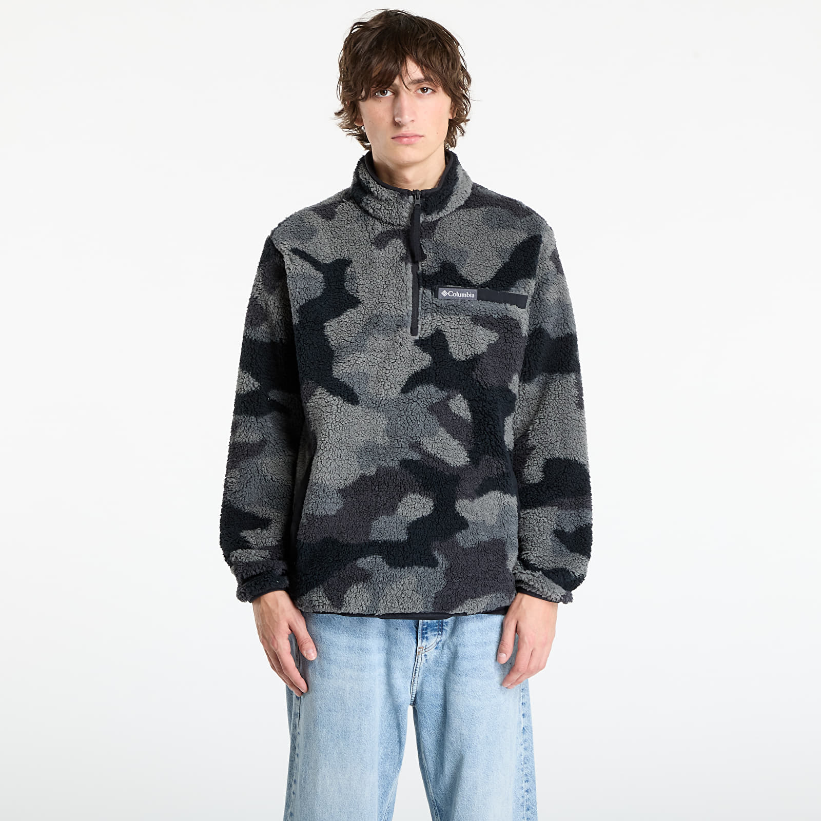 Vīriešu džemperi Columbia Rugged Ridge™ High Pile Half Zip Black Mod Camo