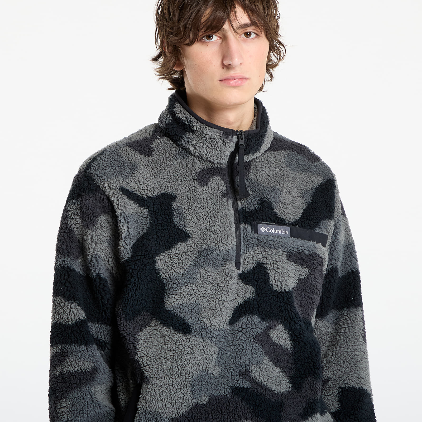 Vīriešu džemperi Columbia Rugged Ridge™ High Pile Half Zip Black Mod Camo
