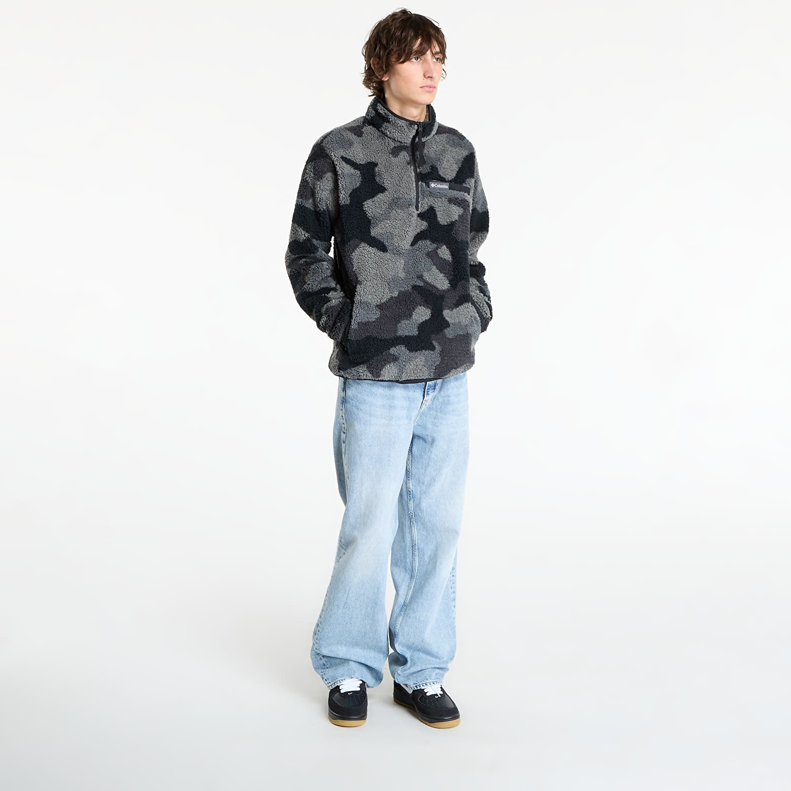 Vīriešu džemperi Columbia Rugged Ridge™ High Pile Half Zip Black Mod Camo
