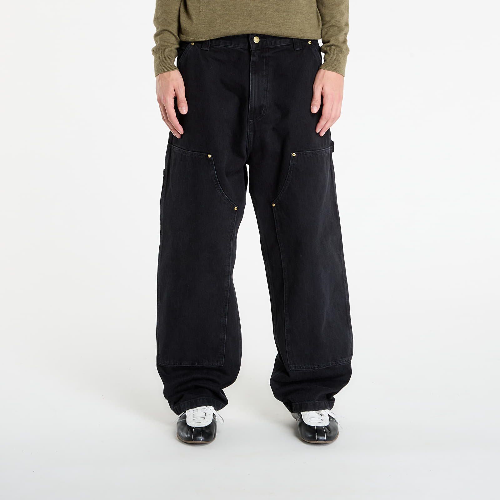Vīriešu bikses Carhartt WIP Nash Double Knee Pant Black Stone Washed