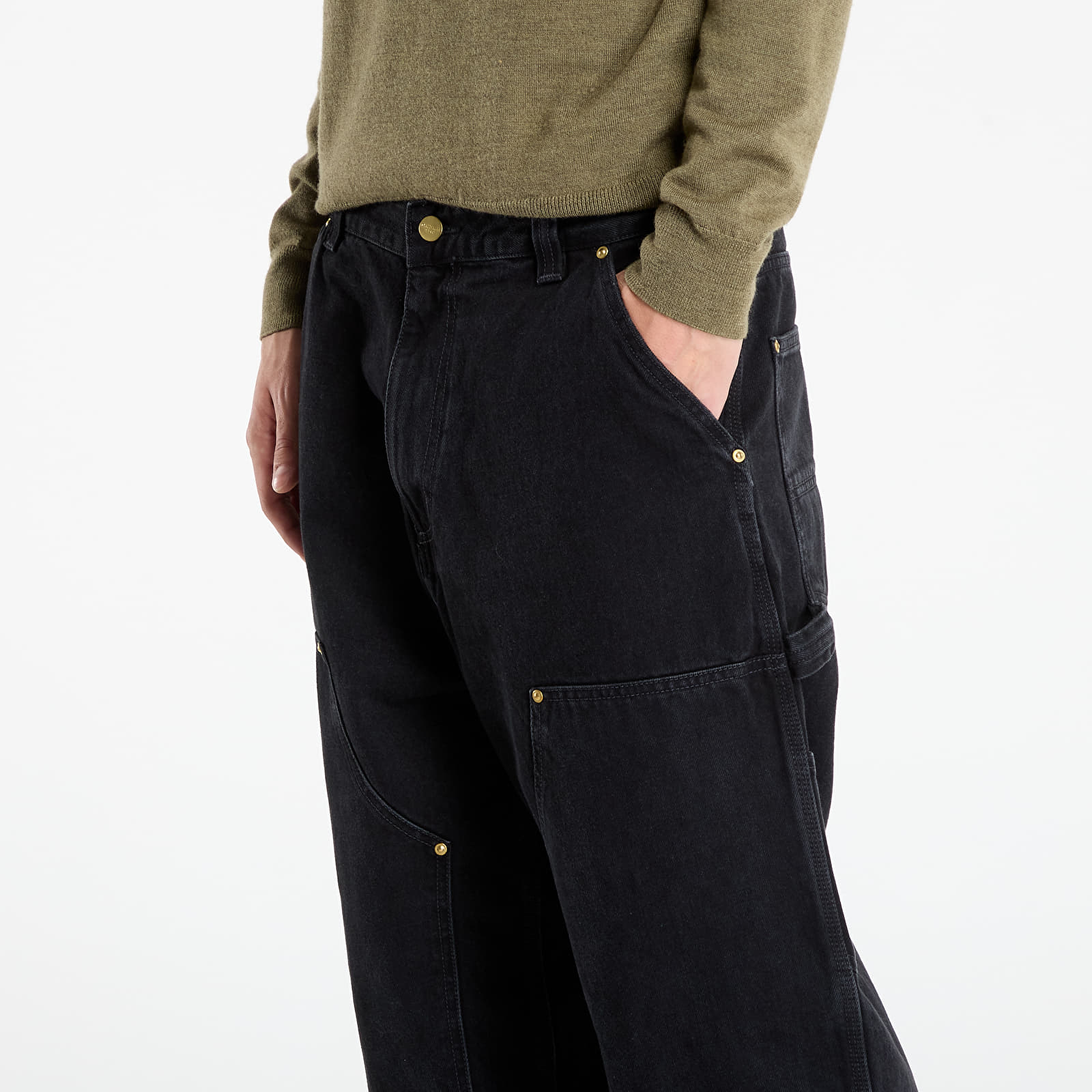 Vīriešu bikses Carhartt WIP Nash Double Knee Pant Black Stone Washed