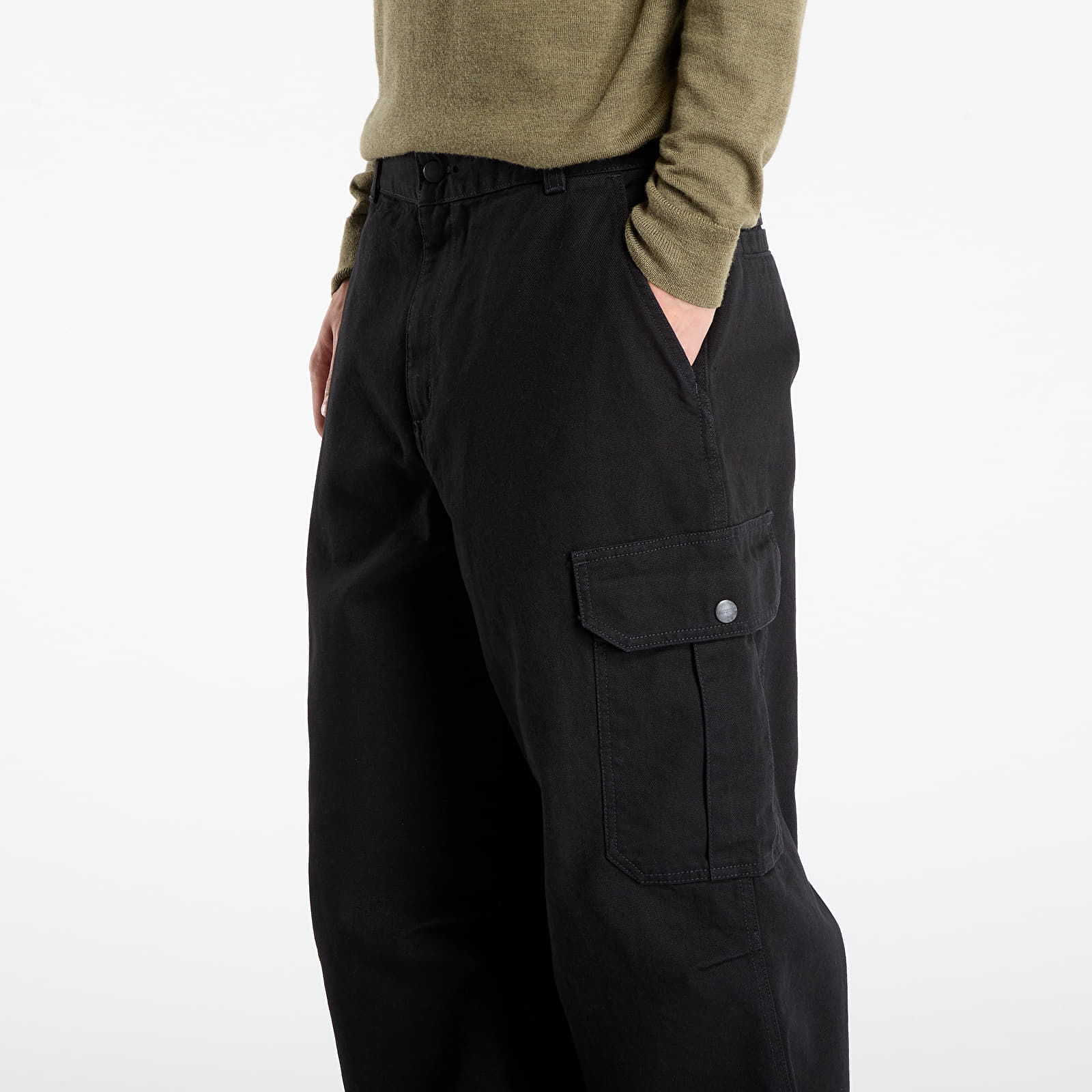 Vaqueros para hombre Carhartt WIP Stanton Cargo Pant Black Stone Washed