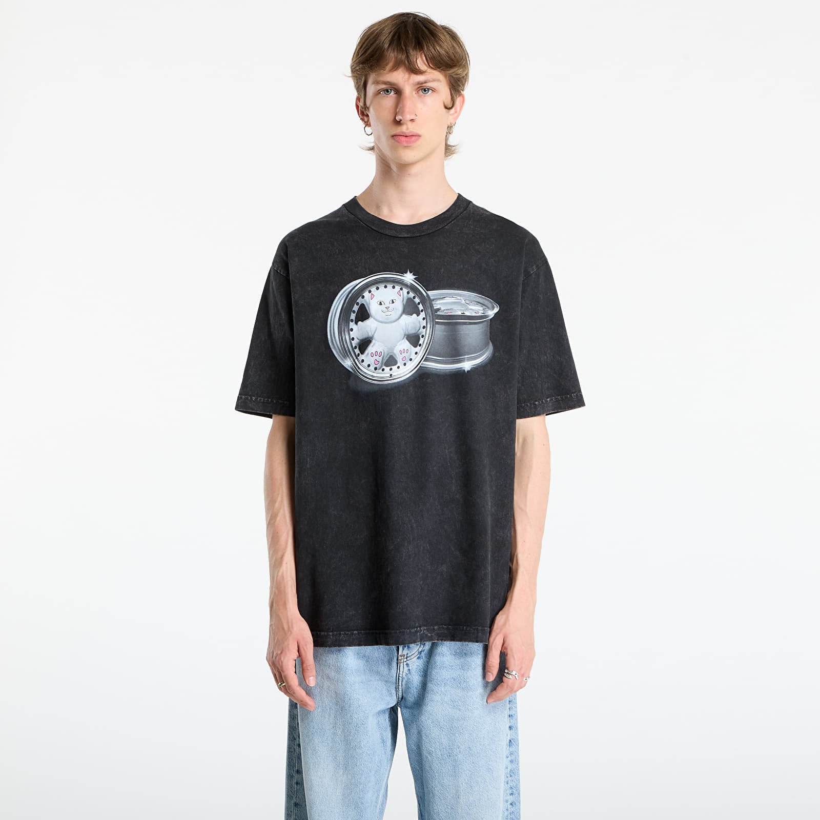 T-shirt RIPNDIP Nerm Wheels Tee Black Vintage Wash XL