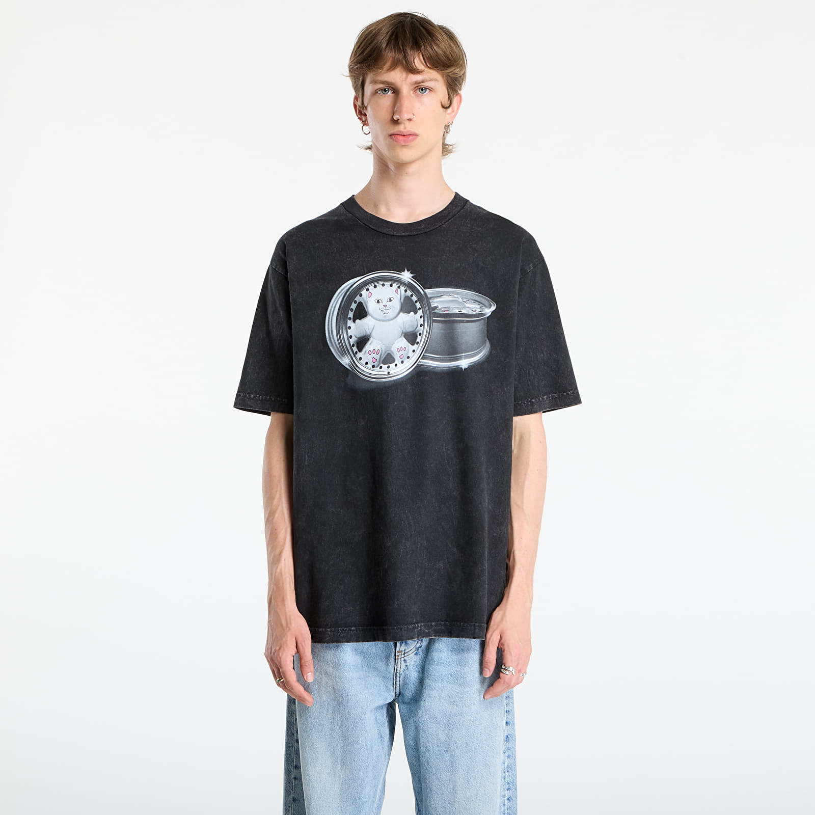 Vīriešu T-krekli RIPNDIP Nerm Wheels Tee Black Vintage Wash