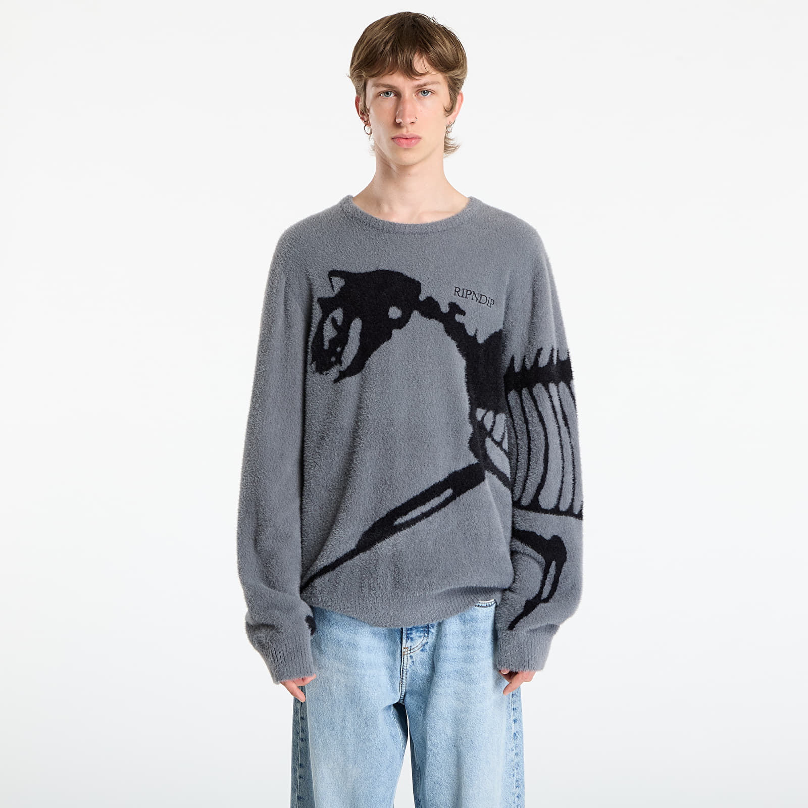 Muške majice RIPNDIP Fossil Mohair Knit Sweater Charcoal