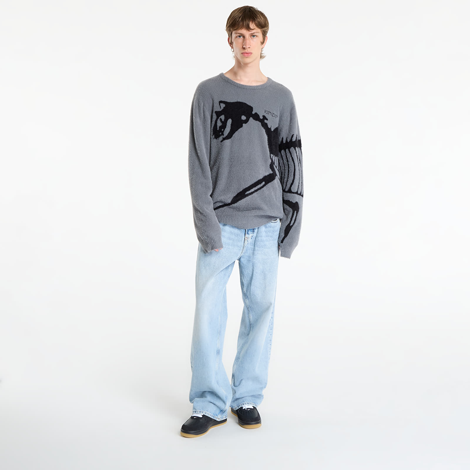 Muške majice RIPNDIP Fossil Mohair Knit Sweater Charcoal