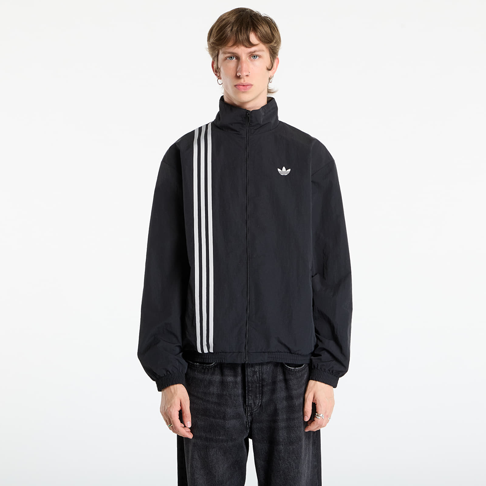 Jacket adidas Firebird Front Stripes Woven Track Top Black/ Stone Khaki/ Better Scarlet L