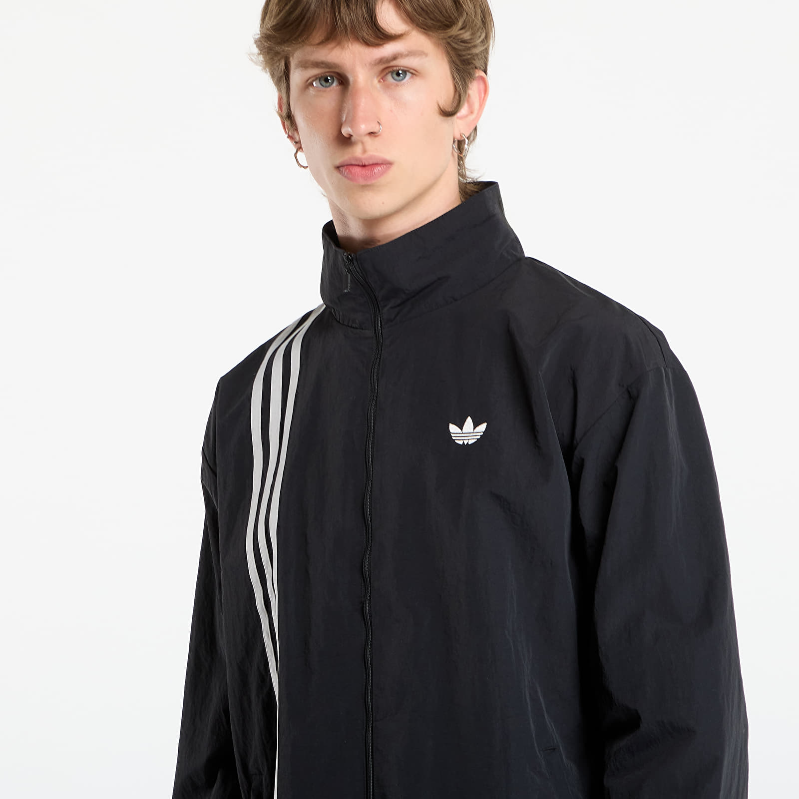Jakas adidas Firebird Front Stripes Woven Track Top Black/ Stone Khaki/ Better Scarlet