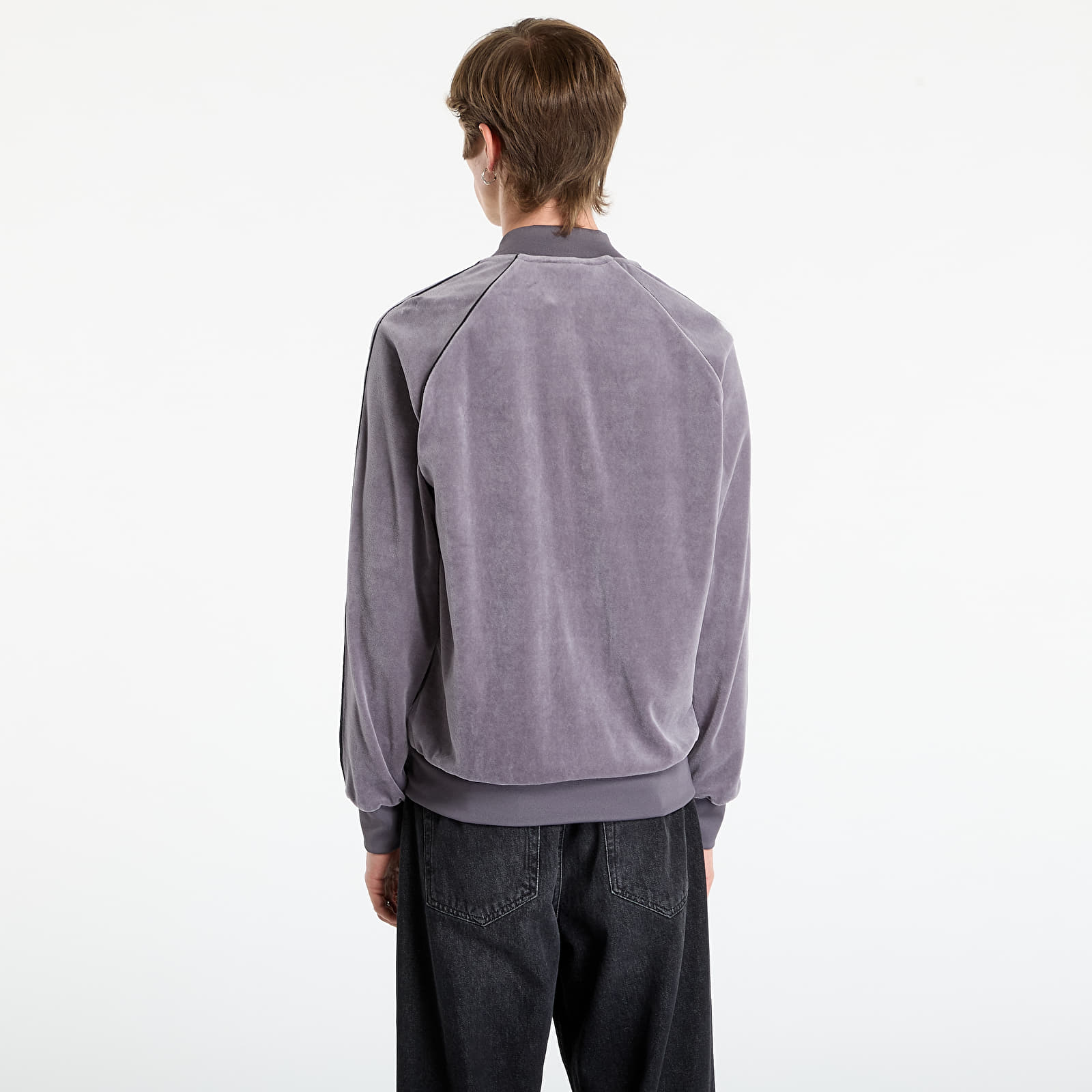 Vīriešu jakas adidas SST Adicolor Velour Track Top Grey Strata/ Willow Grey/ Light Rosewood
