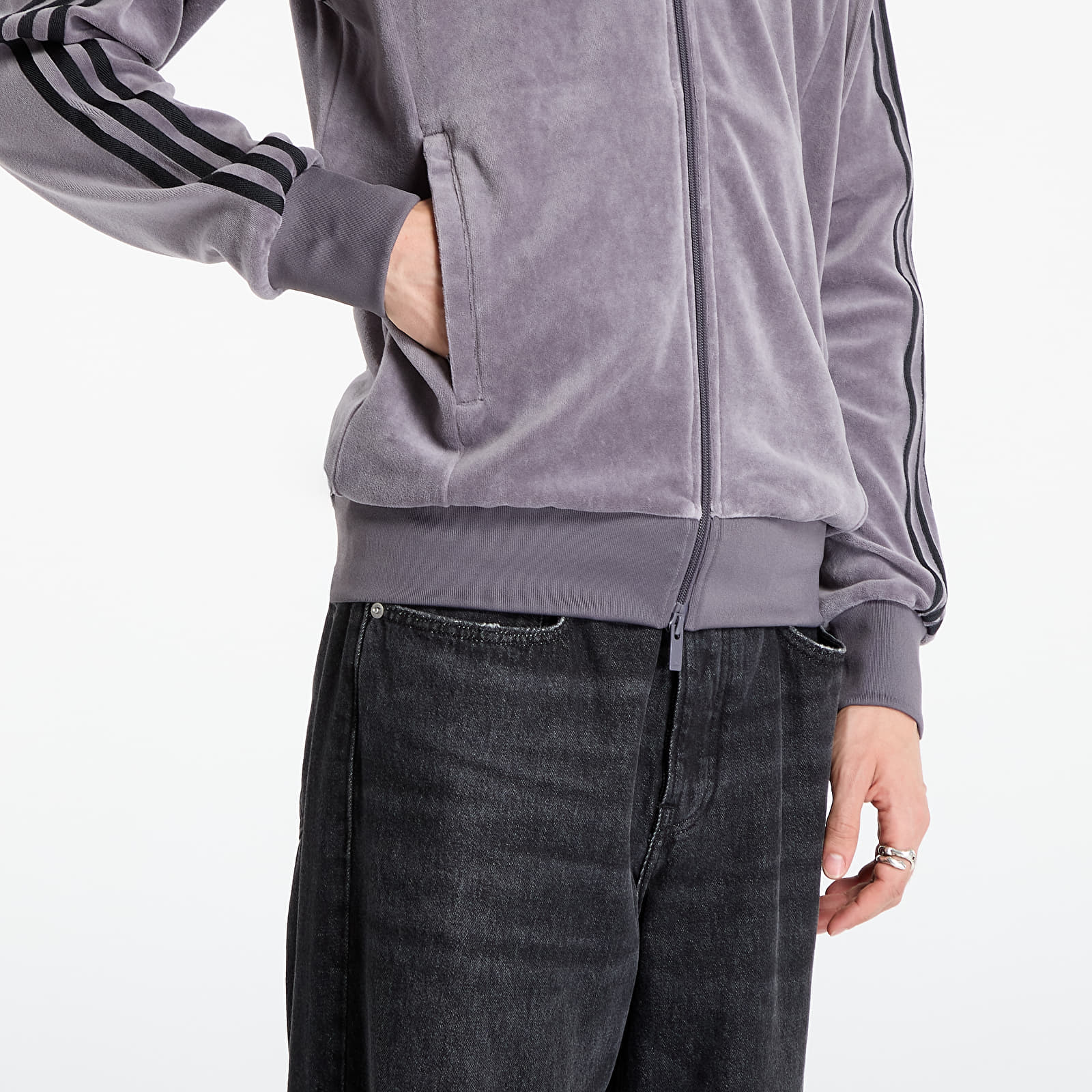 Vīriešu jakas adidas SST Adicolor Velour Track Top Grey Strata/ Willow Grey/ Light Rosewood
