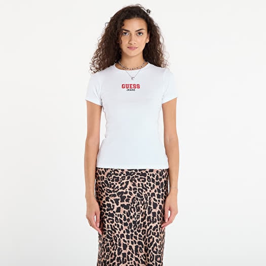 Guess Jeans Ss Cn Slim Rib Em White