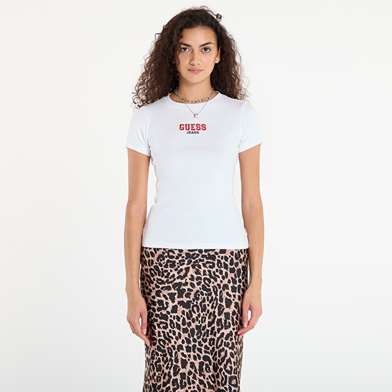 Camiseta Guess Jeans Ss Cn Slim Rib Em White