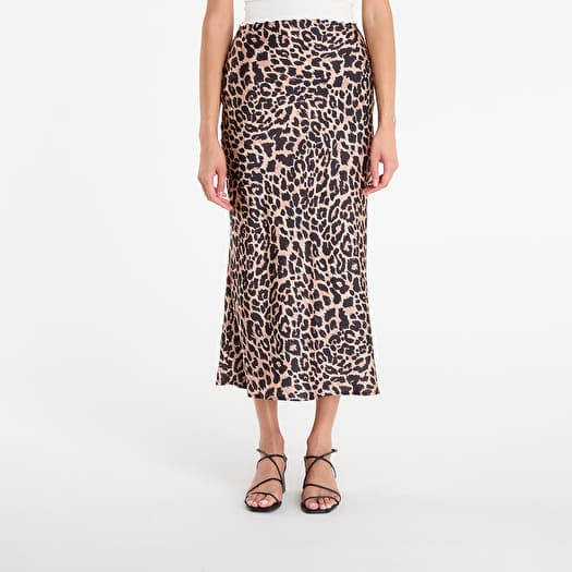 Svārki GUESS Sibilla Long Satin Skirt Leopard Print
