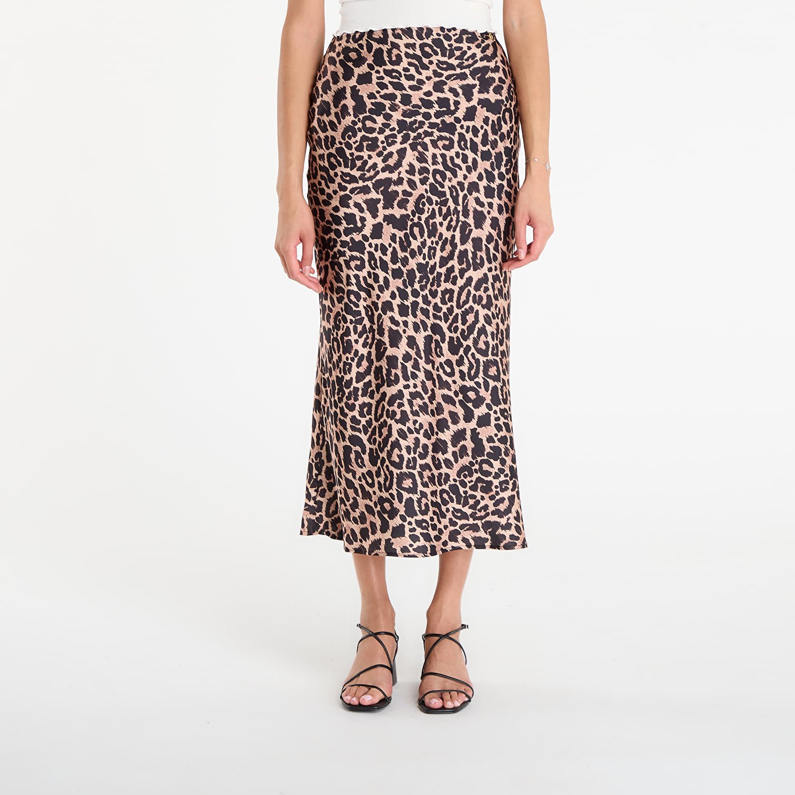 Dámské sukně GUESS Sibilla Long Satin Skirt Leopard Print