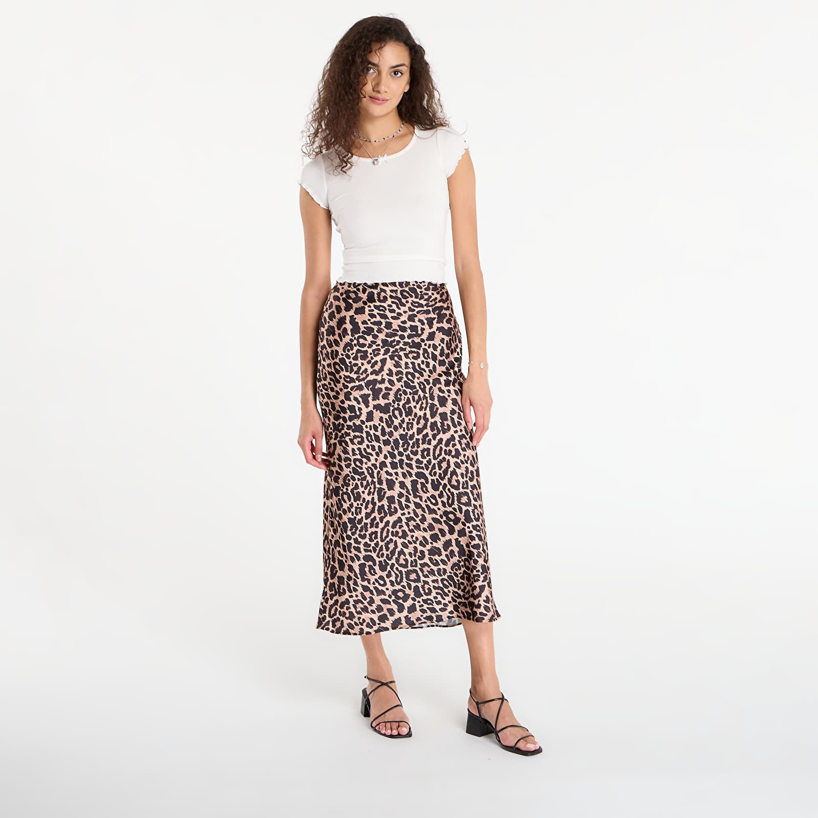 Dámské sukně GUESS Sibilla Long Satin Skirt Leopard Print