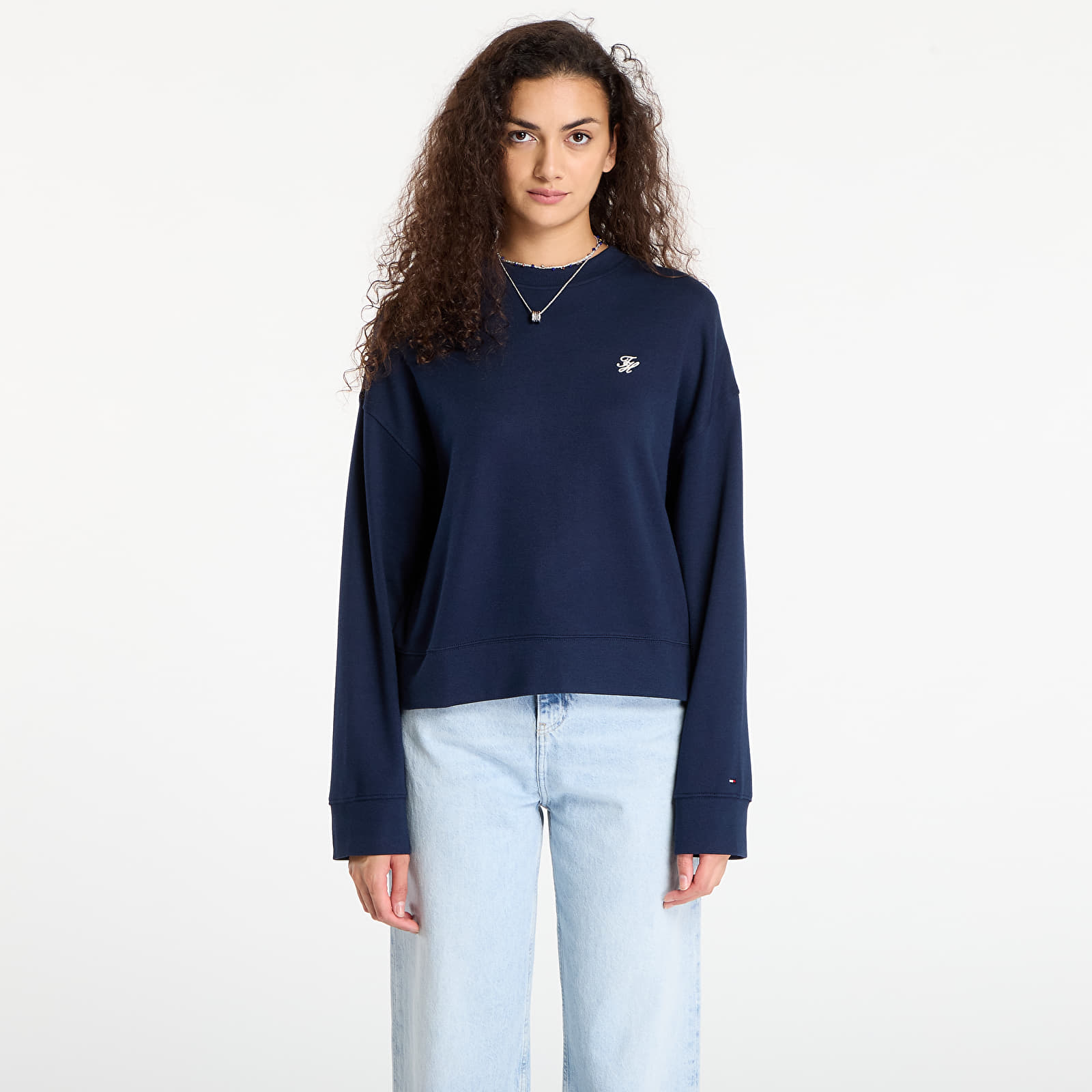 Dukserice Tommy Hilfiger Script Pique Sweatshirt Blue