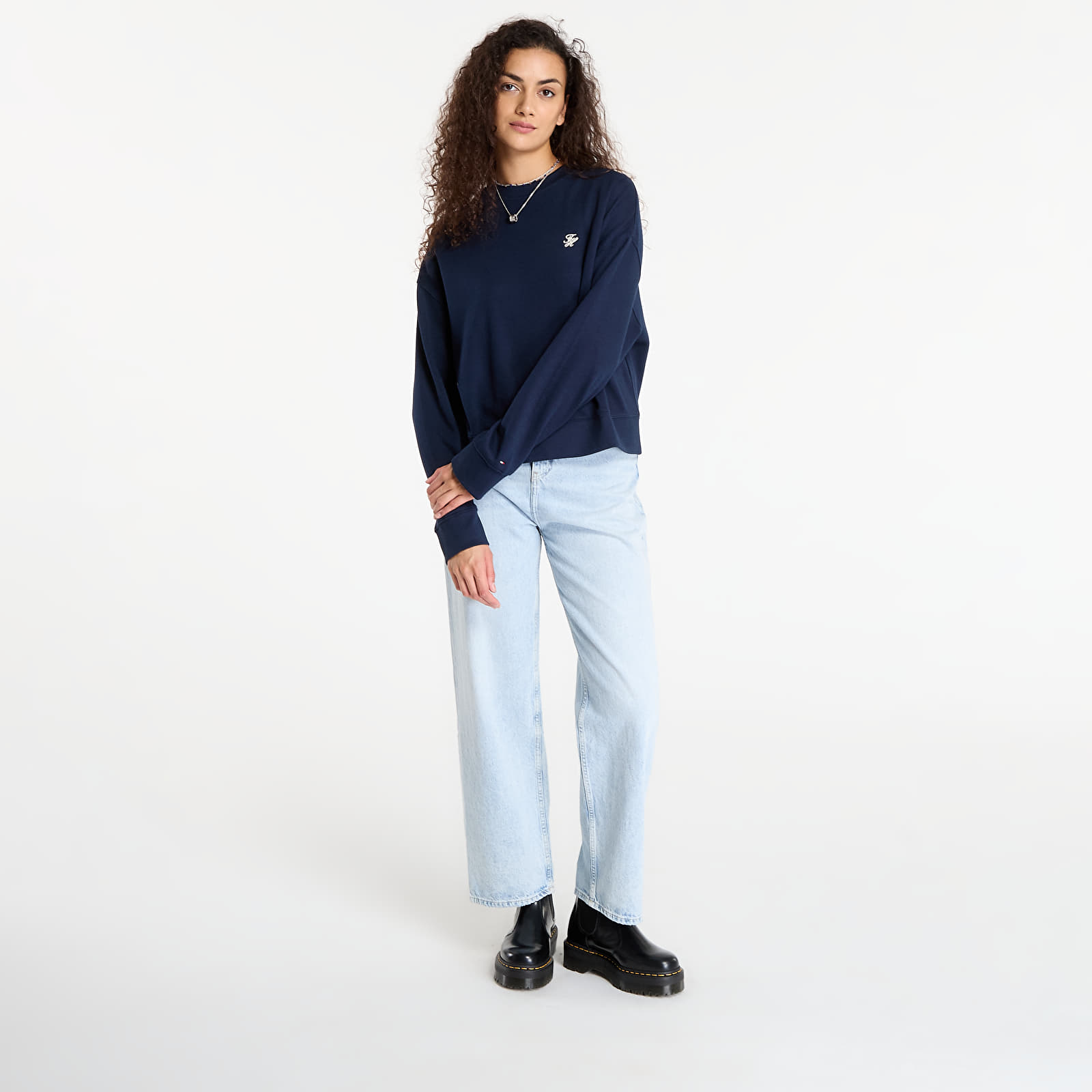 Dukserice Tommy Hilfiger Script Pique Sweatshirt Blue