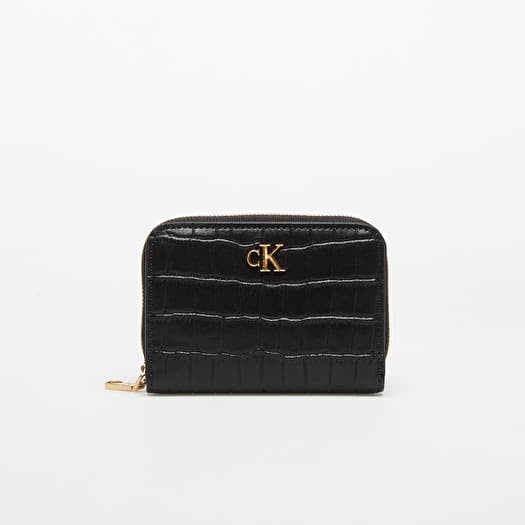 Maki Calvin Klein Croc Medium Flap Wallet Black