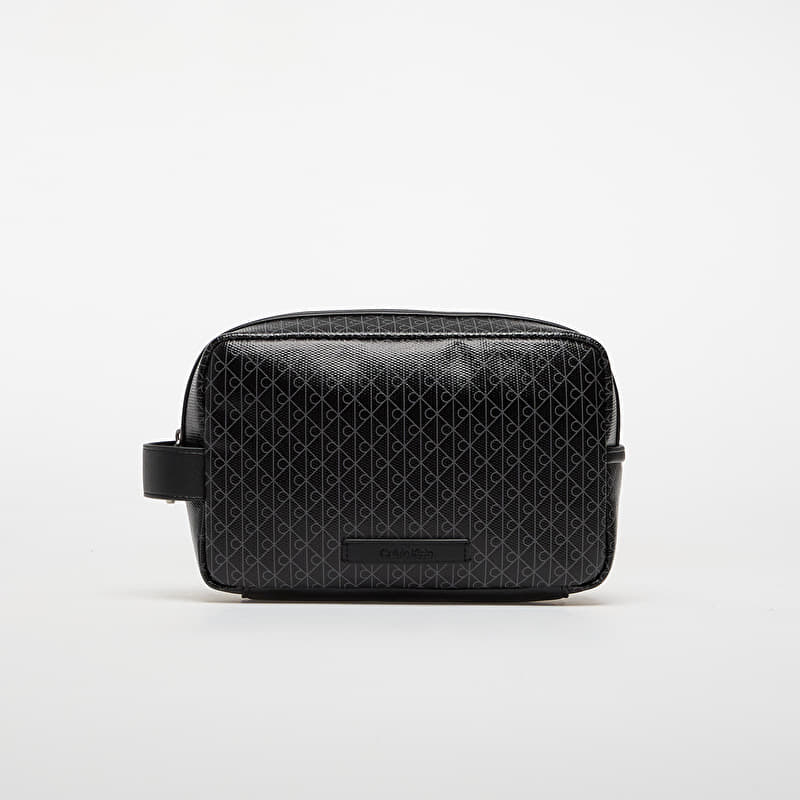 Calvin Klein Emblem Aop Coated Dopp Kit Black