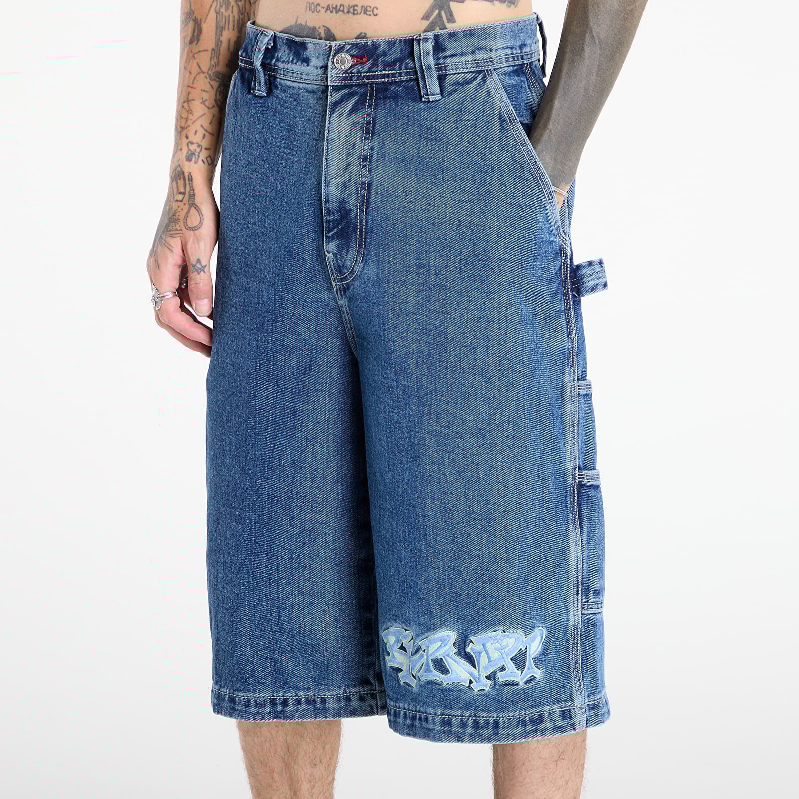 Shorts homme RIPNDIP Ace Ultra Wide Leg Shorts Medium Wash