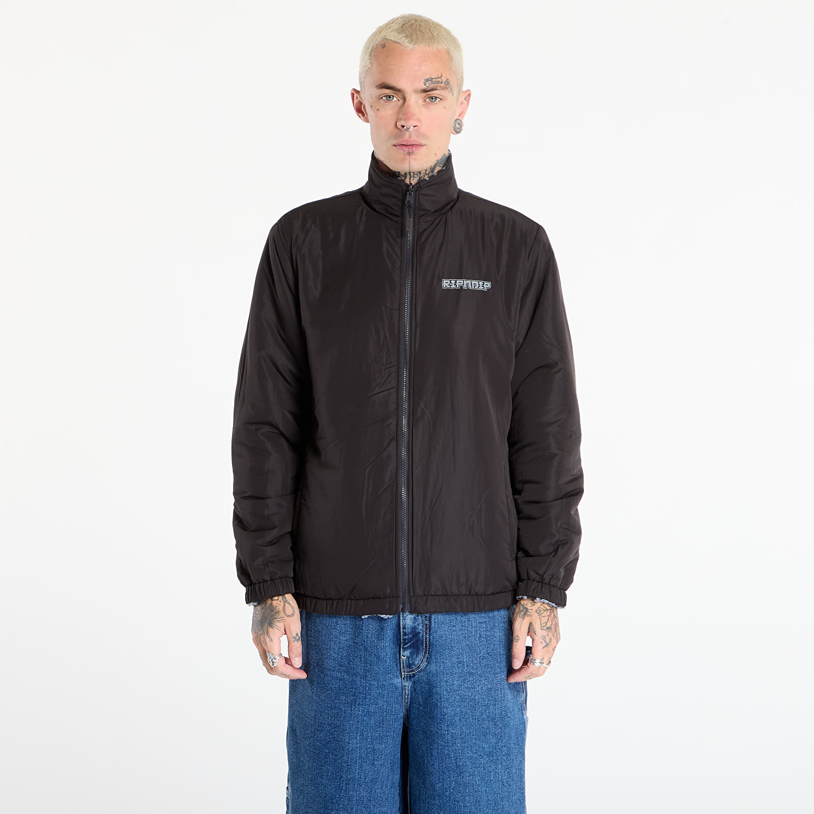 Vestes pour hommes RIPNDIP Haku Reversible Jacket Black/ Charcoal