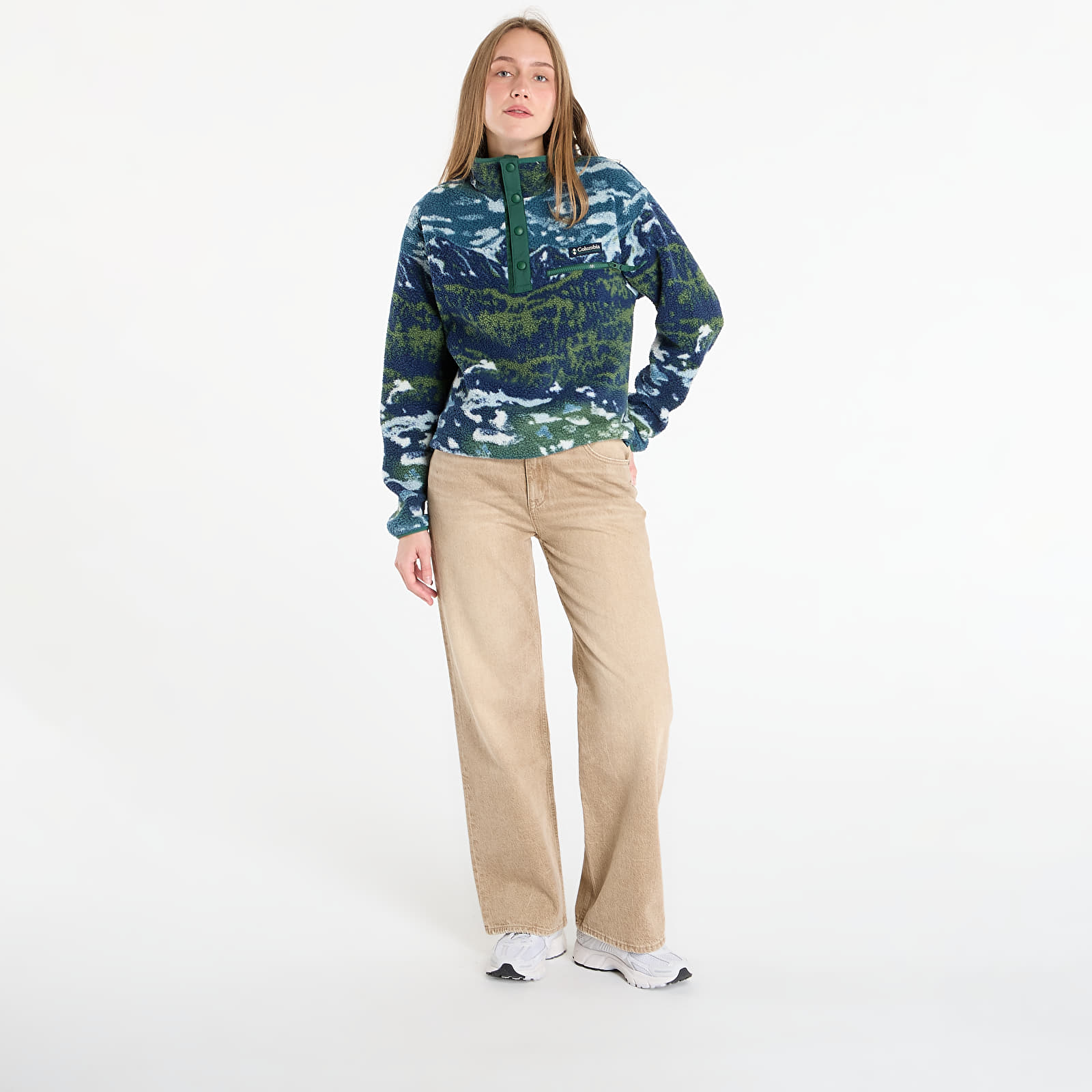 Sieviešu džemperi Columbia Helvetia™ II Printed Cropped Half Snap Everblue Sisters/ Rain Forest
