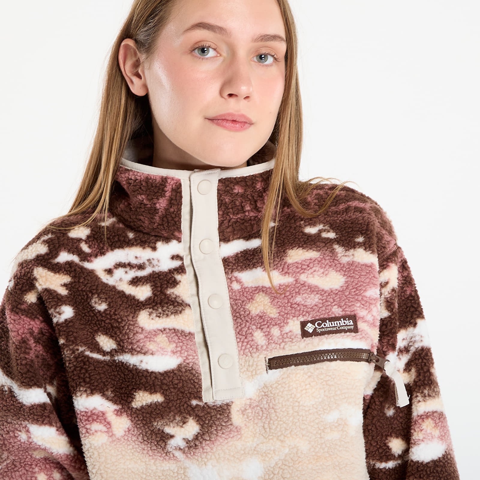 Sieviešu džemperi Columbia Helvetia™ II Printed Cropped Half Snap Tobacco Sisters/ Dark Stone