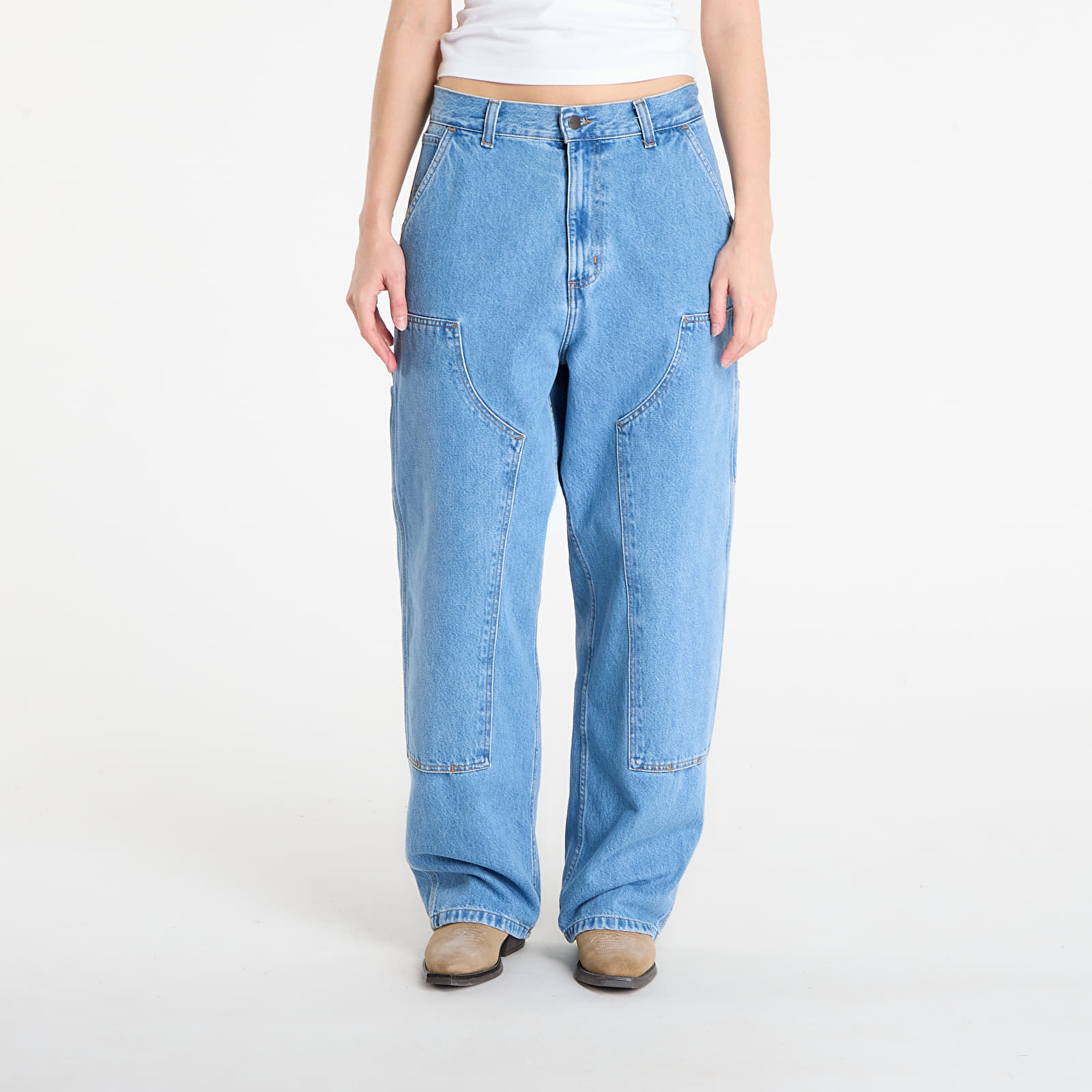 Blugi Carhartt WIP W Brandon Double Knee Pant Blue Stone Bleached S
