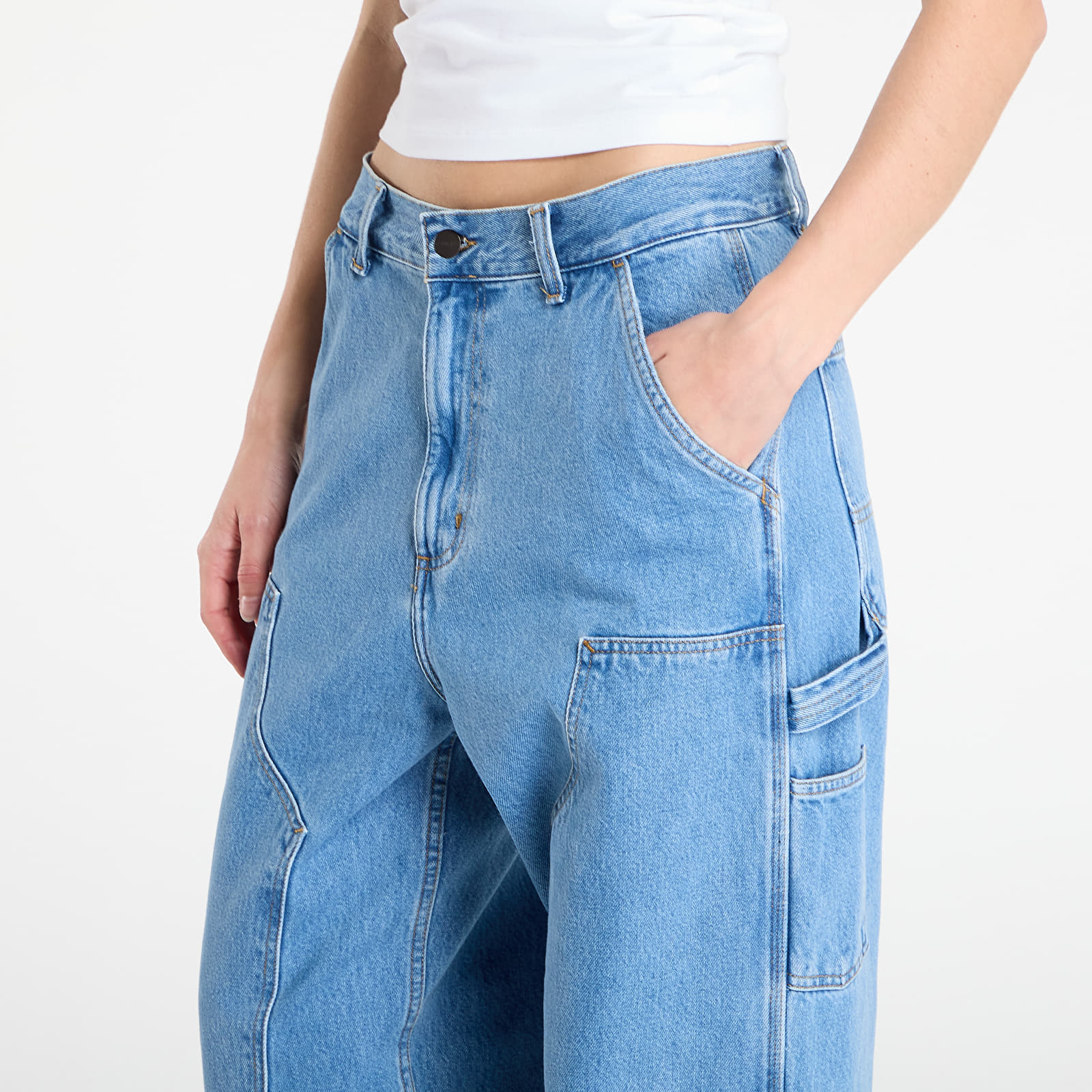 Vaqueros de mujer Carhartt WIP W' Brandon Double Knee Pant Blue Stone Bleached
