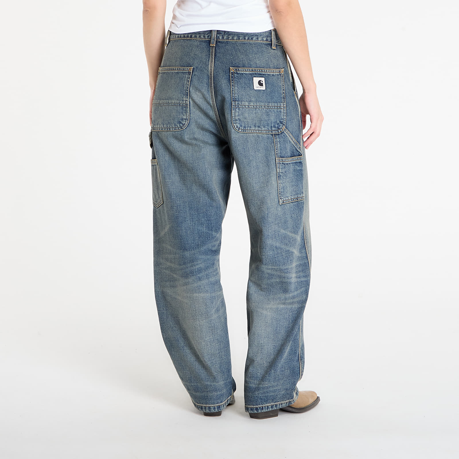 Vaqueros de mujer Carhartt WIP W' Brandon Single Knee Pant Blue Worn Used Wash
