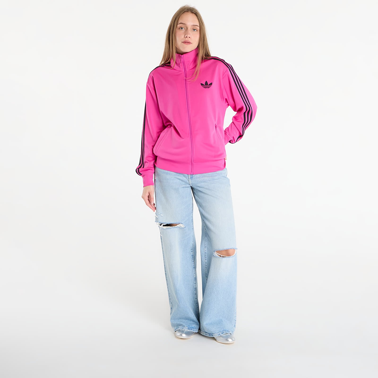 Vestes pour femmes adidas Adicolor Classic Firebird Loose Track Top Semi Lucid Fuchsia/ Black