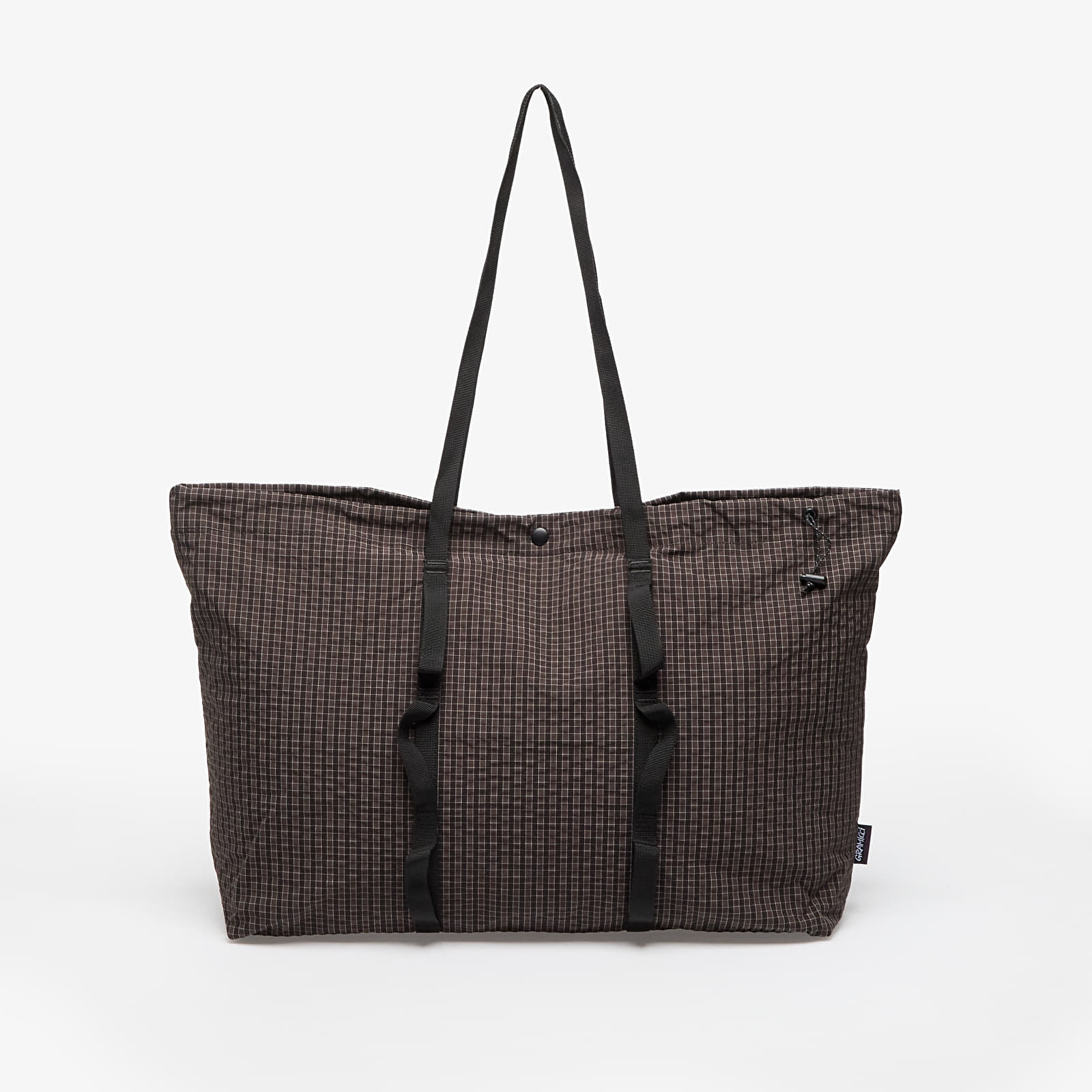 Bolsas de ombro masculinas Gramicci Plaid Climbing Tote Deep Brown